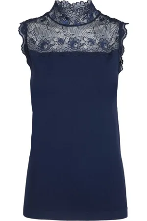 Minus Top, Dame, Blå, M, Vanessa High Neck Top i Black Iris