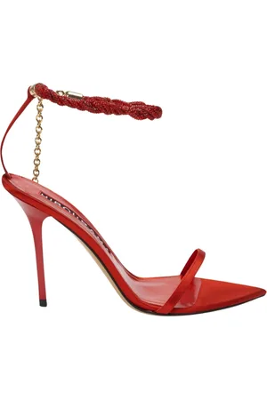 Hibourama Sko, Dame, Rød, 40 EU, Satin, Elegante Satinsandaler med Krystalrem