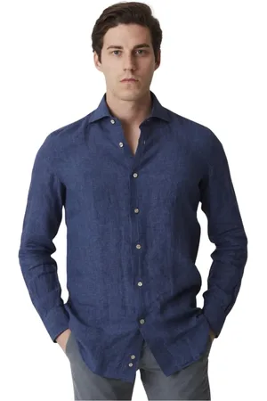 MAZZARELLI Skjorte, Herre, Blå, 2XL, Uld, Casual Bluser