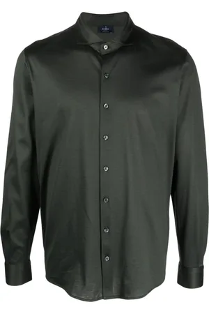 BARBA Skjorte, Herre, Grøn, XL, Bomuld, Casual Bluser