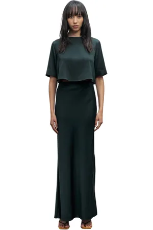 Ahlvar Gallery Bluser & Skjorter, Dame, Grøn, XS, Lola cropped silke tee