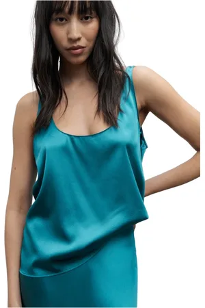 Ahlvar Gallery Top, Dame, Blå, S, Satin, Shiro satin silke tank