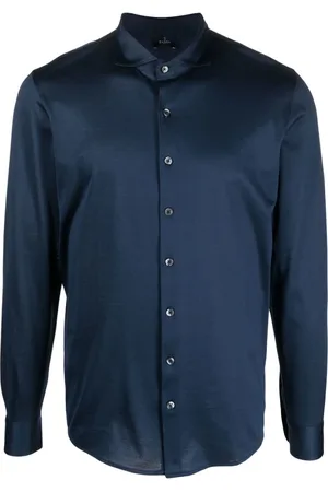 BARBA Skjorte, Herre, Blå, L, Bomuld, Casual Bluser
