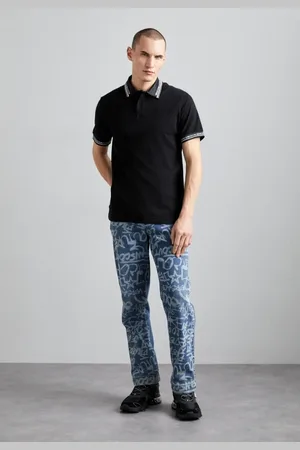 VERSACE Top, Herre, Sort, L, Uld, Sort Monogram Polo Skjorte