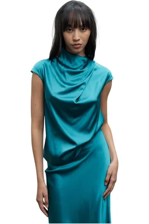 Ahlvar Gallery Top, Dame, Blå, S, Satin, Lima silke satin top