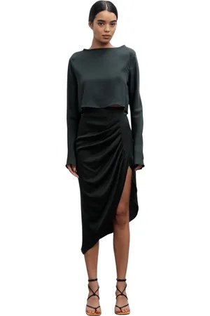 Ahlvar Gallery Bluser & Skjorter, Dame, Grøn, XL, Lola Cropped Silkebluse