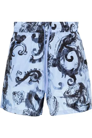 VERSACE Badetøj, Herre, Flerfarvet, XL, Vandfarve Blå Badeshorts
