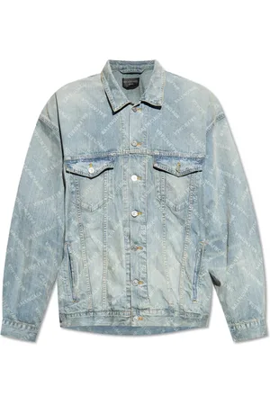 Balenciaga Jakke, Herre, Blå, L, Denim, Denim jakke med vintage effekt