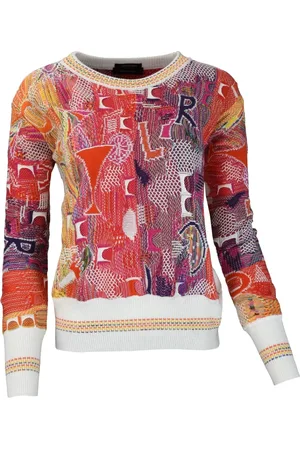 Carlo Colucci Strik, Dame, Flerfarvet, L, Retro Damer Sweater med Unikt Mønster Cetti