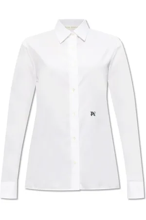 Palm Angels Bluser & Skjorter, Dame, Hvid, M, Bomuld, Bomuldsskjorte med Logo