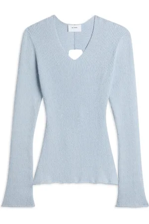 Axel Arigato Strik, Dame, Blå, XL, Bomuld, Tube Ribstrik Wrap Top