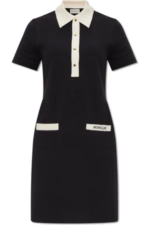 Moncler Kjole, Dame, Sort, S, Bomuld, Kjole med krave