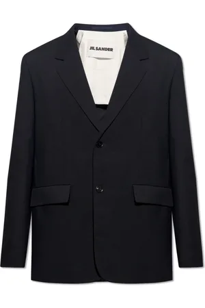 Jil Sander Jakke, Herre, Sort, XL, Uld, Blazer med hakrevers