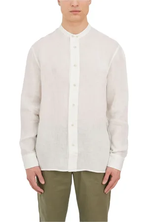 Paolo Pecora Skjorte, Herre, Hvid, 3XL, Linned, Linnedskjorte