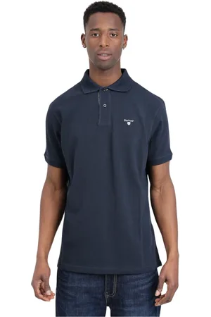 Barbour Top, Herre, Blå, XL, Bomuld, Navy Polo Shirt med Logo Broderi