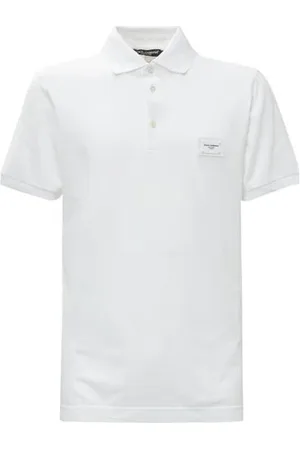 Dolce & Gabbana Top, Herre, Hvid, S, Bomuld, Hid Polo Shirt med Broderet Front