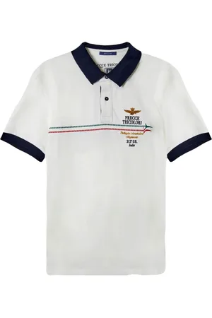 Aeronautica Militare Top, Herre, Hvid, L, Bomuld, Tricolori Pile Hvid Broderi