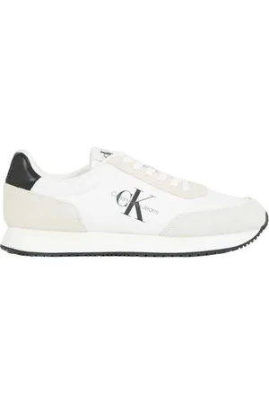 Calvin Klein Sko, Herre, Hvid, 44 EU, Casual Hide Tekstil Sneakers til Mænd