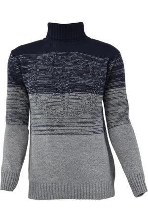 Carlo Colucci Strik, Herre, Blå, XS, Uld, Moderne turtleneck sweater med symbol