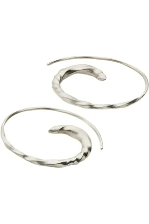 Marlene Juhl Jorgensen Tilbehør, Dame, Grå, ONE SIZE, Sølv Flow Asymmetriske Hoops