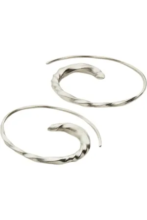 Marlene Juhl Jorgensen Tilbehør, Dame, Grå, ONE SIZE, Sølv Mat Asymmetrisk Flow Hoops