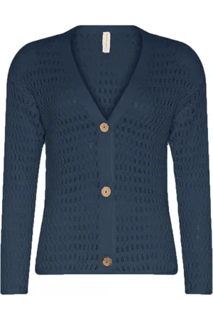 Skovhuus Strik, Dame, Blå, L, Bomuld, Blå V-Neck Cardigan 3362