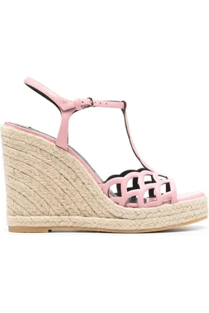 Sergio Rossi Sko, Dame, Lyserød, 36 EU, Læder, Lyserød læderkile sandal