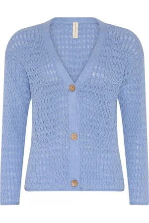 Skovhuus Strik, Dame, Blå, S, Bomuld, 3362 Structured V-Neck Cardigan