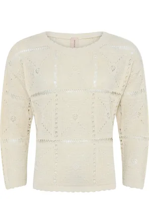 Skovhuus Strik, Dame, Hvid, M, Bomuld, 3441 Openwork Casual Pullover