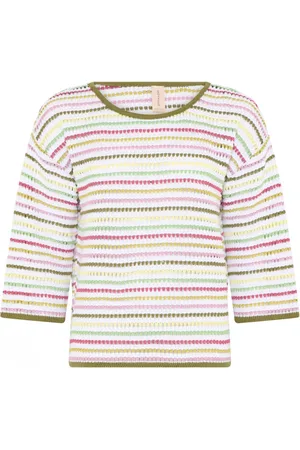 Skovhuus Strik, Dame, Flerfarvet, M, Uld, Åbenstrikstribet Pullover Lentil