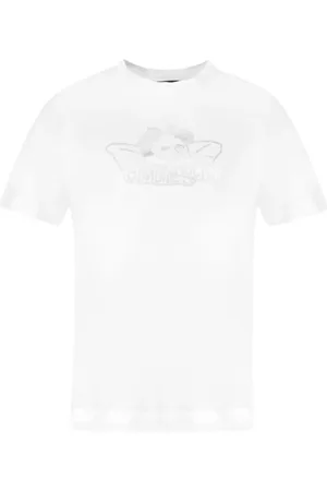 Simone Rocha Top, Dame, Hvid, S, Bomuld, Engel Grafisk Bomulds T-Shirt - Hvid/Sølv