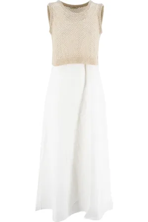 PANICALE Kjole, Dame, Flerfarvet, S, Linned, Midi Dresses