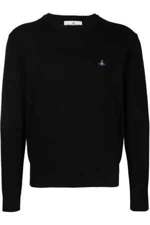 Vivienne Westwood Strik, Dame, Sort, M, Uld, Sort Crewneck Orb Sweater