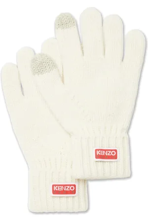 Kenzo Tilbehør, Dame, Hvid, M, Uld, Hvide Uld Logo Handsker