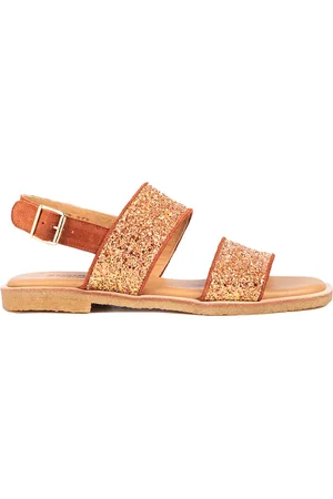 ANGULUS Sko, Dame, Gul, 40 EU, Læder, - Glitter Sandal, 5814 - Mandarin Glitter / Terracotta