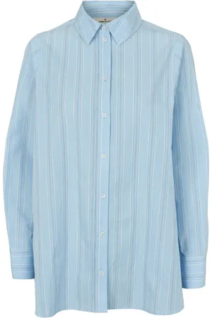 Basicapparel Bluser & Skjorter, Dame, Blå, S, Bomuld, - Marina LS Shirt - Airy / Lotus / Birch / Classic