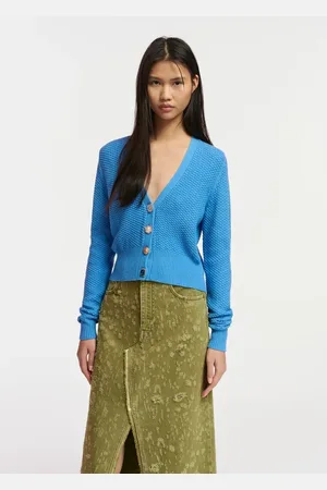 Essentiel Antwerp Strik, Dame, Blå, M, Uld, Farah Cardigan med juvelknapper