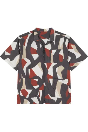 Paul & Shark Skjorte, Herre, Flerfarvet, M, Nylon, Brun og rød nylon skjorte