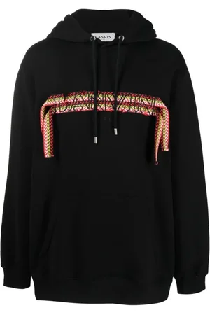 Lanvin Sweathshirts & Hoodies, Herre, Sort, S, Bomuld, Logo-Appliqué Hættetrøje