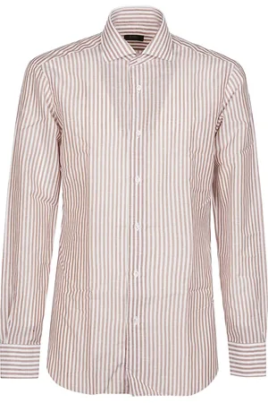 BARBA Skjorte, Herre, Brun, 2XL, Bomuld, Casual Bluser