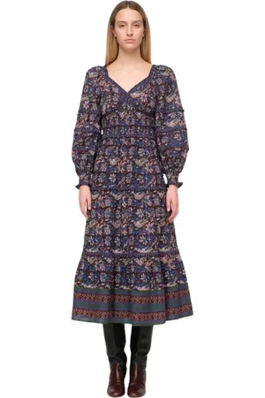 SEA Kjole, Dame, Blå, 2XS, Bomuld, Midi Dresses