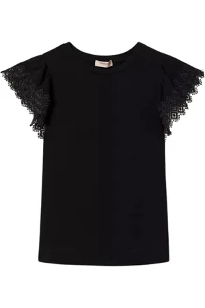 Twin-Set Top, Dame, Sort, 2XS, Uld, Macrame Ærme T-Shirt