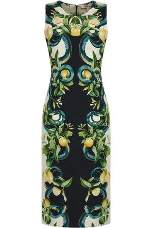 Roberto Cavalli Kjole, Dame, Flerfarvet, L, Polyester, Elegant Ærmeløs Midi Kjole