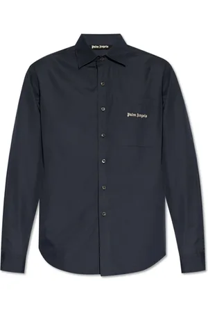 Palm Angels Skjorte, Herre, Blå, S, Bomuld, Skjorte med logo