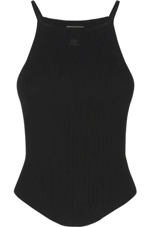 Courrèges Top, Dame, Sort, L, Polyester, Ærmeløse toppe