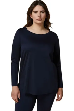 Persona by Marina Rinaldi Top, Dame, Blå, S, Bomuld, Long Sleeve Tops