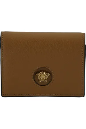 VERSACE Tilbehør, Dame, Brun, ONE SIZE, Uld, Kompakt pung med Medusa hovedlogo