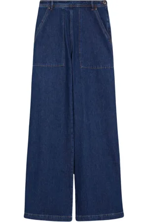 Max Mara Jeans, Dame, Blå, M, Bomuld, Wide Jeans