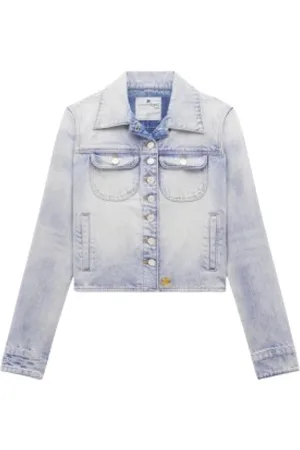 Courrèges Jakke, Dame, Blå, XS, Denim, Denim Bluse med Lommer