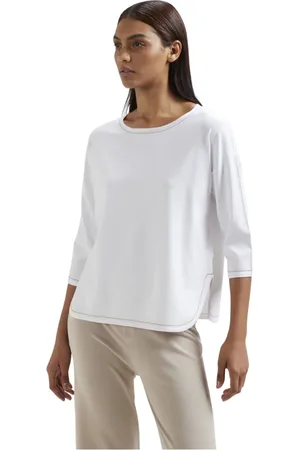 KANGRA CASHMERE Top, Dame, Hvid, L, Polyester, Hvid 3/4 Ærme Sweater